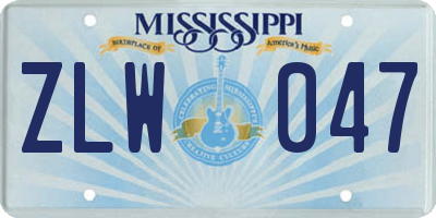 MS license plate ZLW047