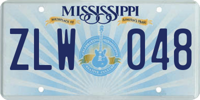 MS license plate ZLW048