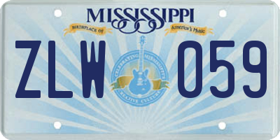 MS license plate ZLW059