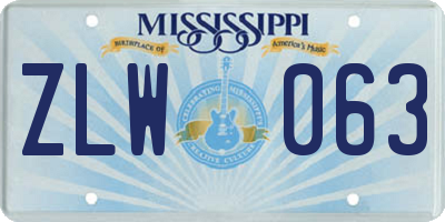MS license plate ZLW063
