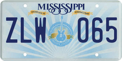 MS license plate ZLW065