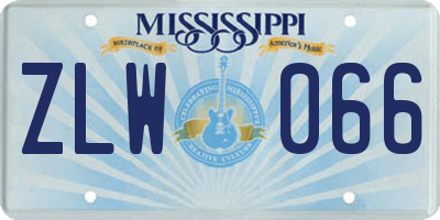 MS license plate ZLW066