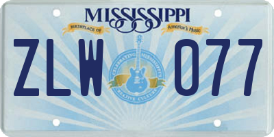 MS license plate ZLW077