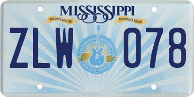 MS license plate ZLW078