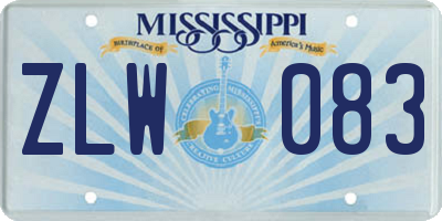 MS license plate ZLW083