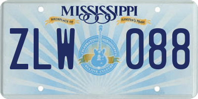 MS license plate ZLW088