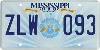 MS license plate ZLW093