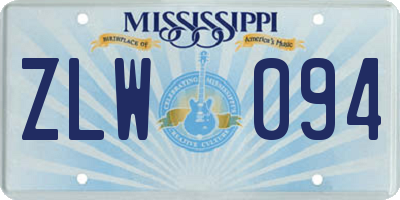 MS license plate ZLW094