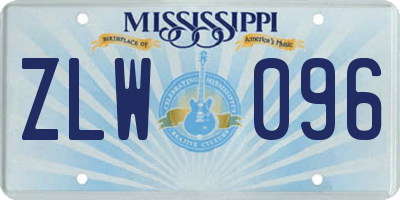 MS license plate ZLW096