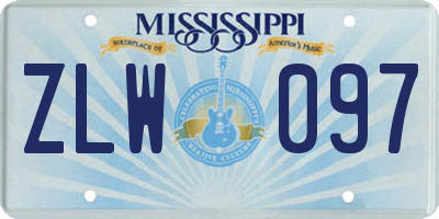 MS license plate ZLW097