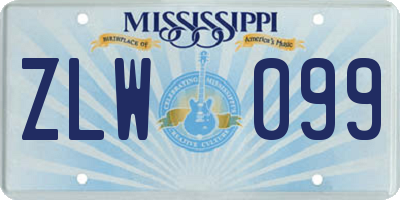 MS license plate ZLW099