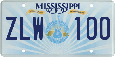 MS license plate ZLW100