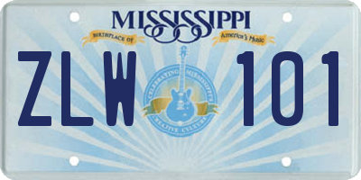 MS license plate ZLW101