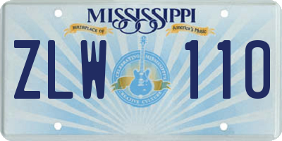 MS license plate ZLW110