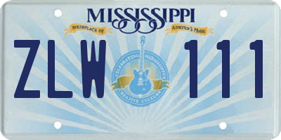 MS license plate ZLW111