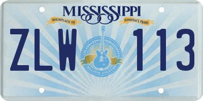 MS license plate ZLW113