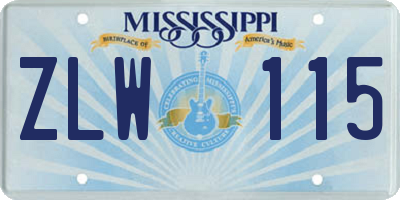 MS license plate ZLW115