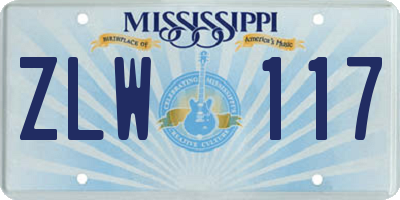 MS license plate ZLW117