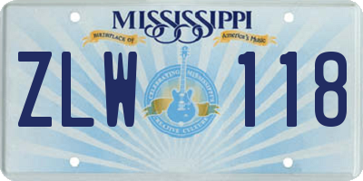 MS license plate ZLW118