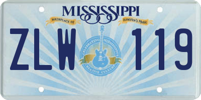 MS license plate ZLW119
