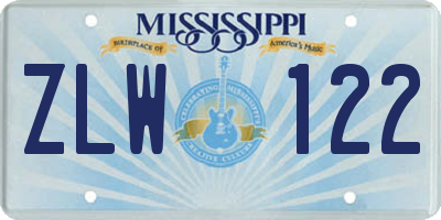 MS license plate ZLW122