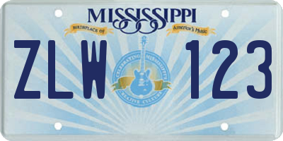 MS license plate ZLW123