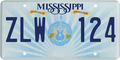 MS license plate ZLW124