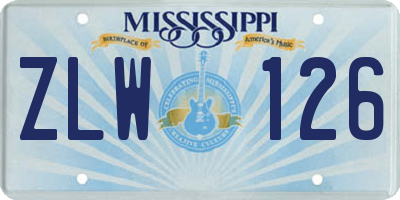 MS license plate ZLW126