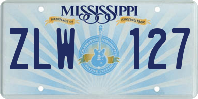 MS license plate ZLW127