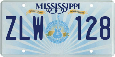 MS license plate ZLW128