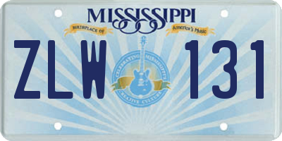 MS license plate ZLW131