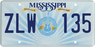 MS license plate ZLW135
