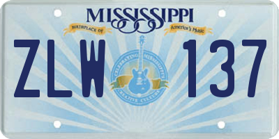 MS license plate ZLW137