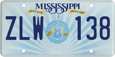 MS license plate ZLW138