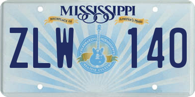 MS license plate ZLW140