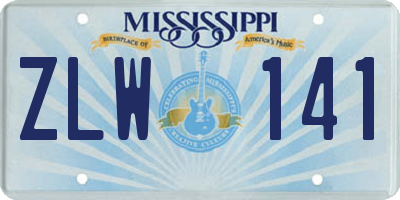 MS license plate ZLW141