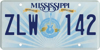 MS license plate ZLW142