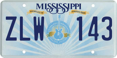 MS license plate ZLW143
