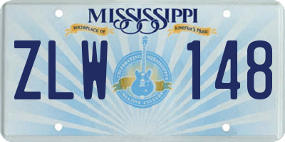 MS license plate ZLW148