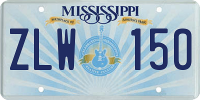 MS license plate ZLW150