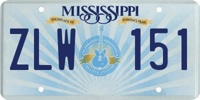 MS license plate ZLW151