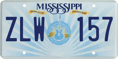 MS license plate ZLW157
