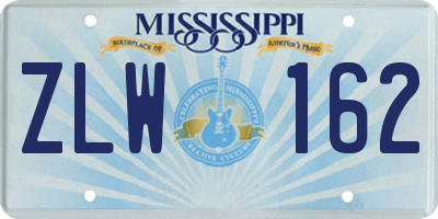 MS license plate ZLW162