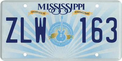 MS license plate ZLW163