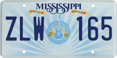 MS license plate ZLW165