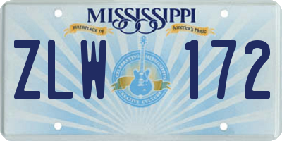MS license plate ZLW172