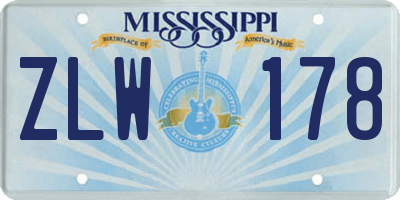MS license plate ZLW178