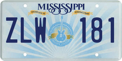 MS license plate ZLW181