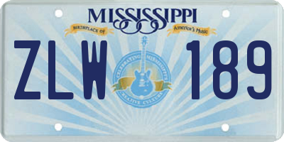 MS license plate ZLW189