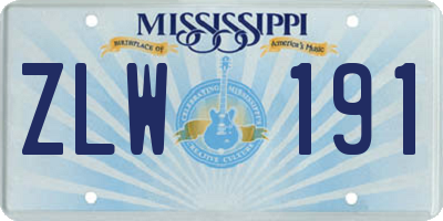 MS license plate ZLW191